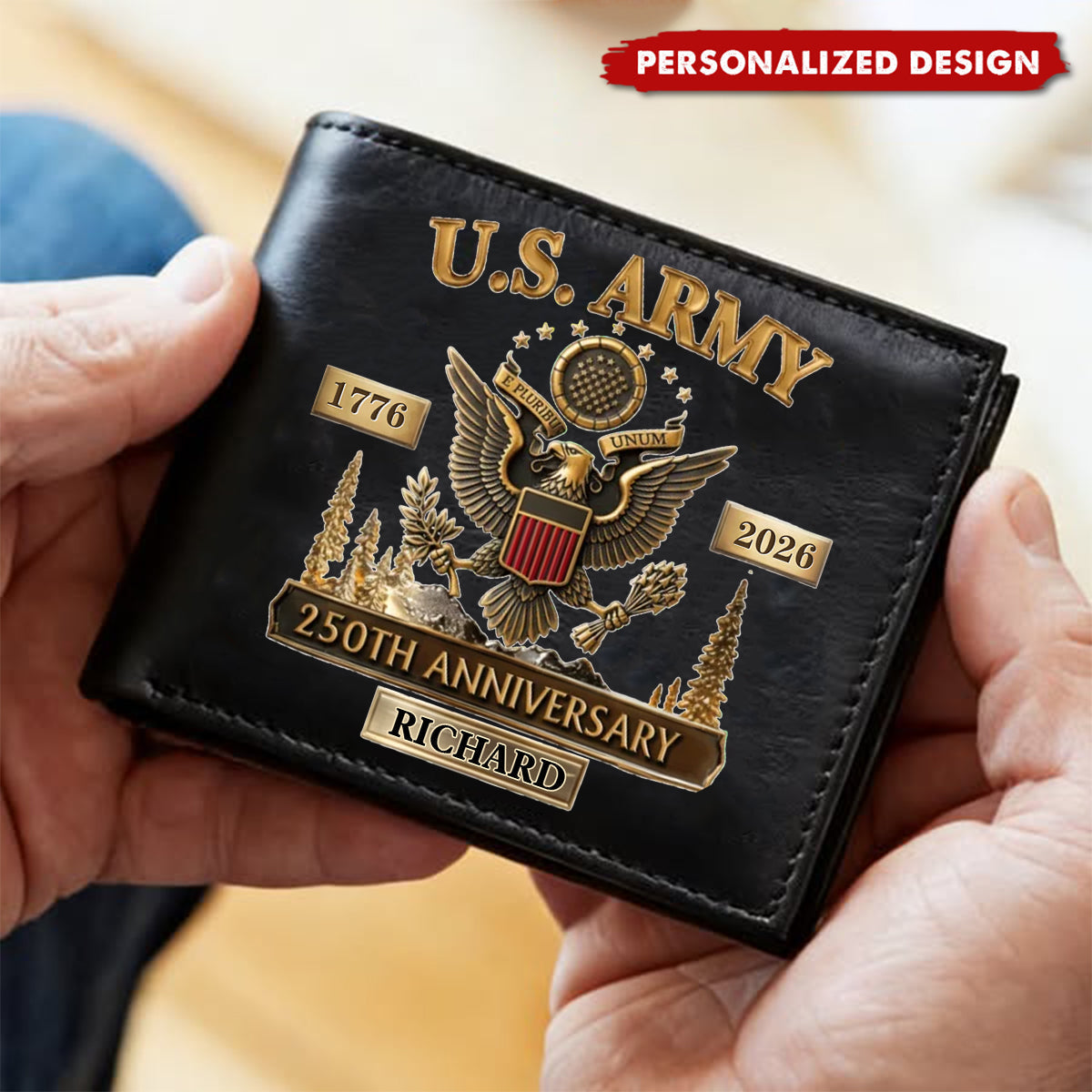 250th Anniversary Veteran Wallet – Personalized with Your Name & Military Branch