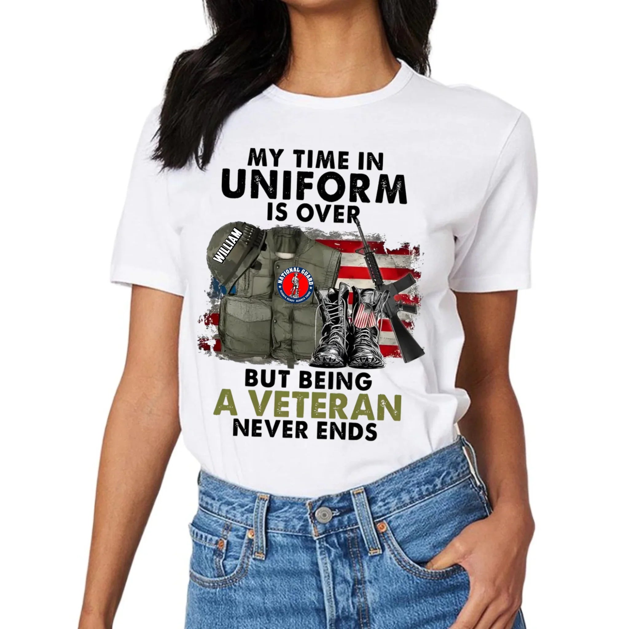 Custom Veterans Honor T-shirt - Personalized Logo and Name Classic Military Gear Printed Apparel - A Gift For Veteran,Family,Dad,Grandfather