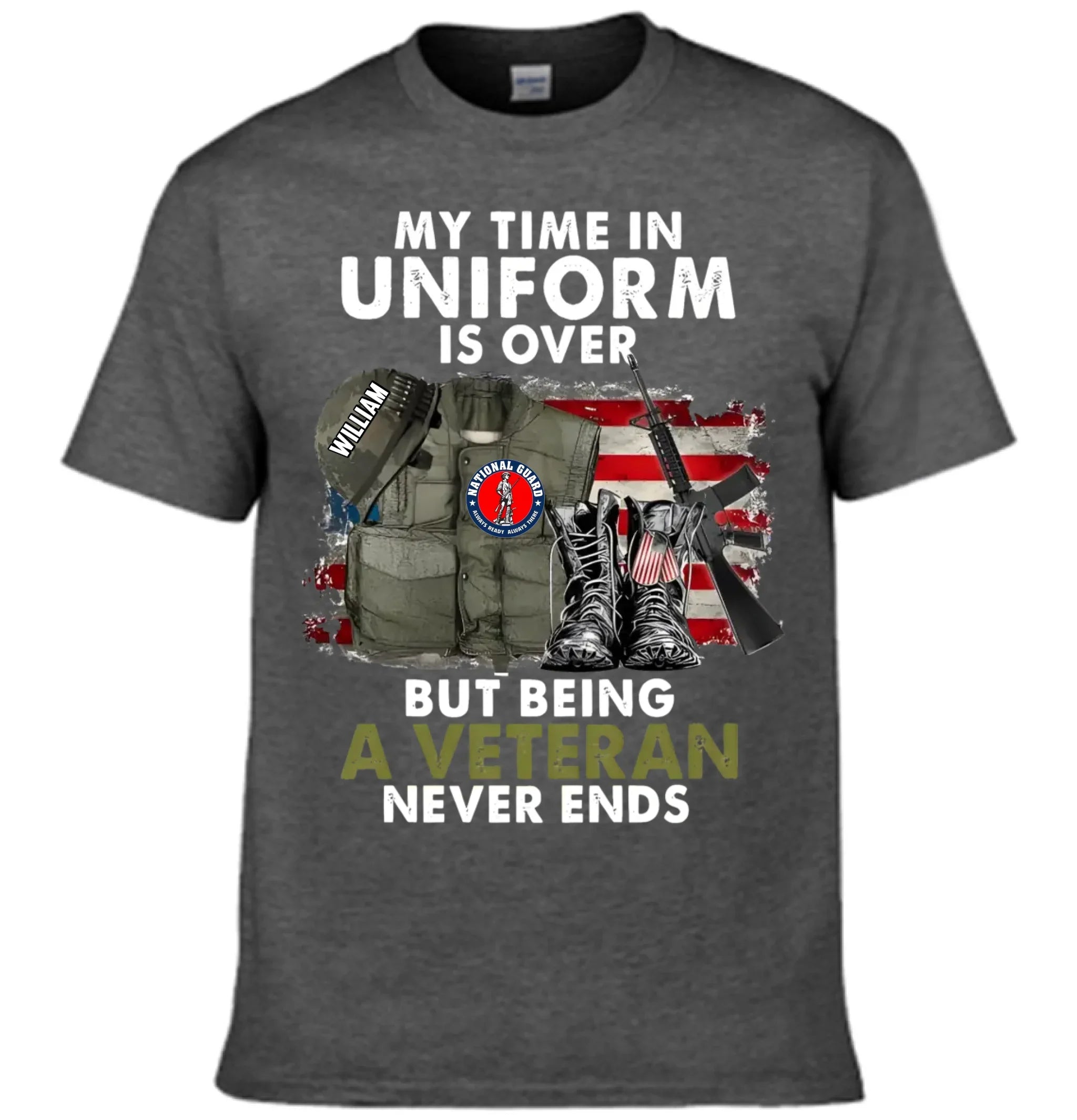 Custom Veterans Honor T-shirt - Personalized Logo and Name Classic Military Gear Printed Apparel - A Gift For Veteran,Family,Dad,Grandfather