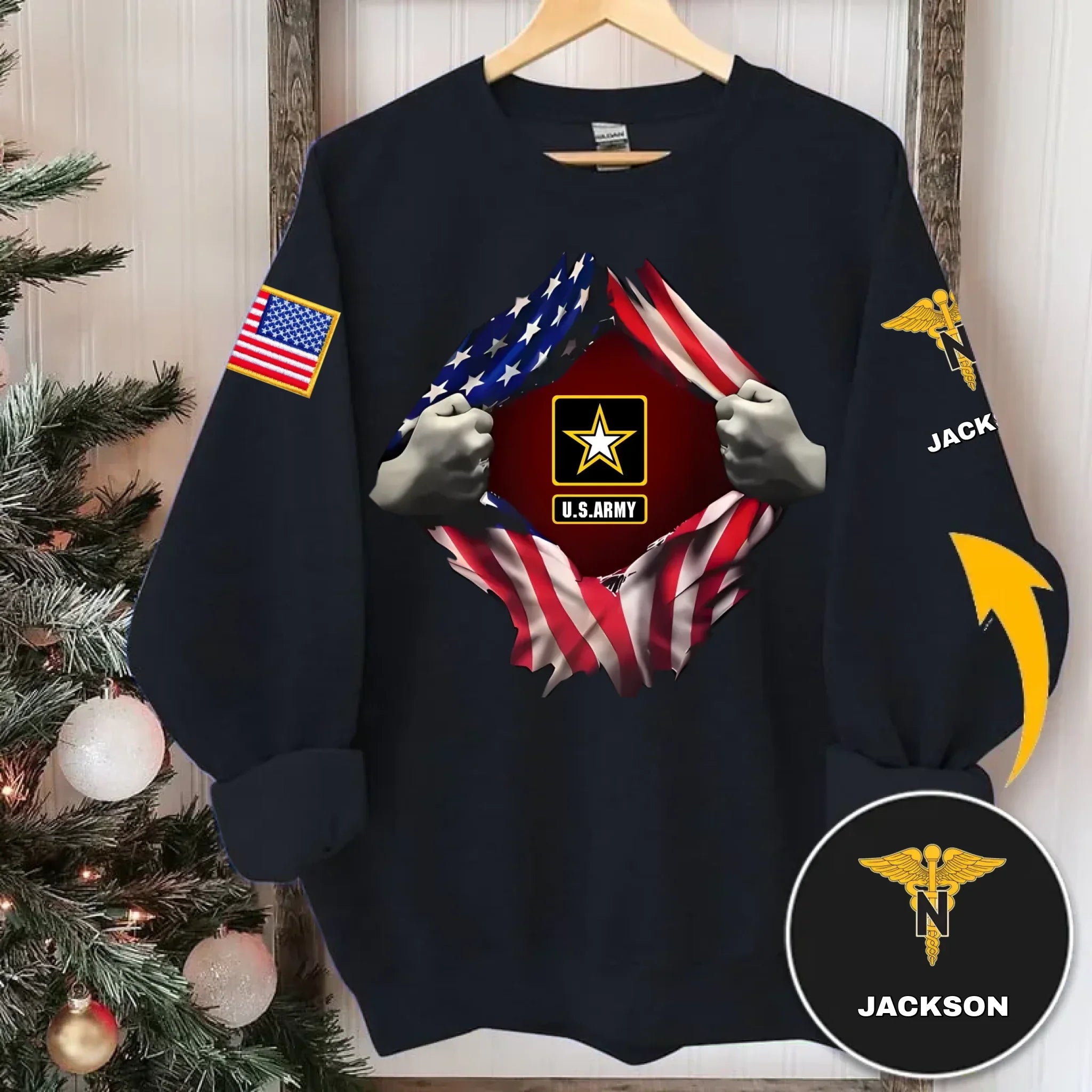 Customized Rank Salute T-shirt - Personalized Badges and Names for Veterans Apparel - Gifts Celebrating Service For veteran,Family,Dad,Grandfather,Brother