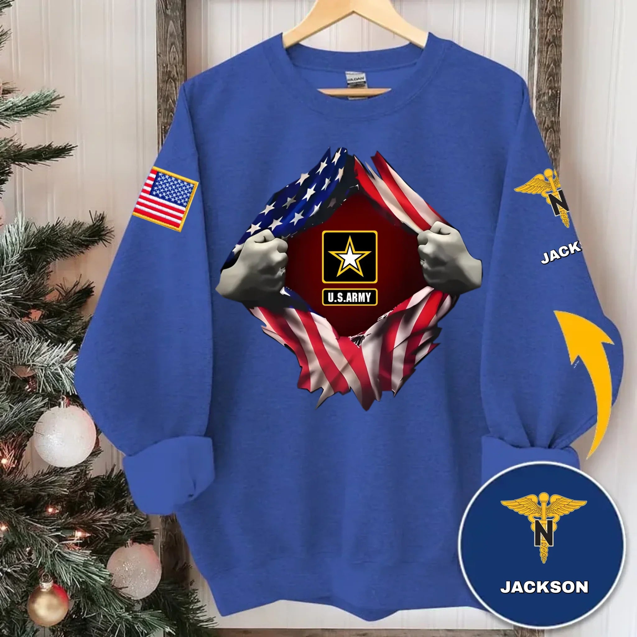 Customized Rank Salute T-shirt - Personalized Badges and Names for Veterans Apparel - Gifts Celebrating Service For veteran,Family,Dad,Grandfather,Brother