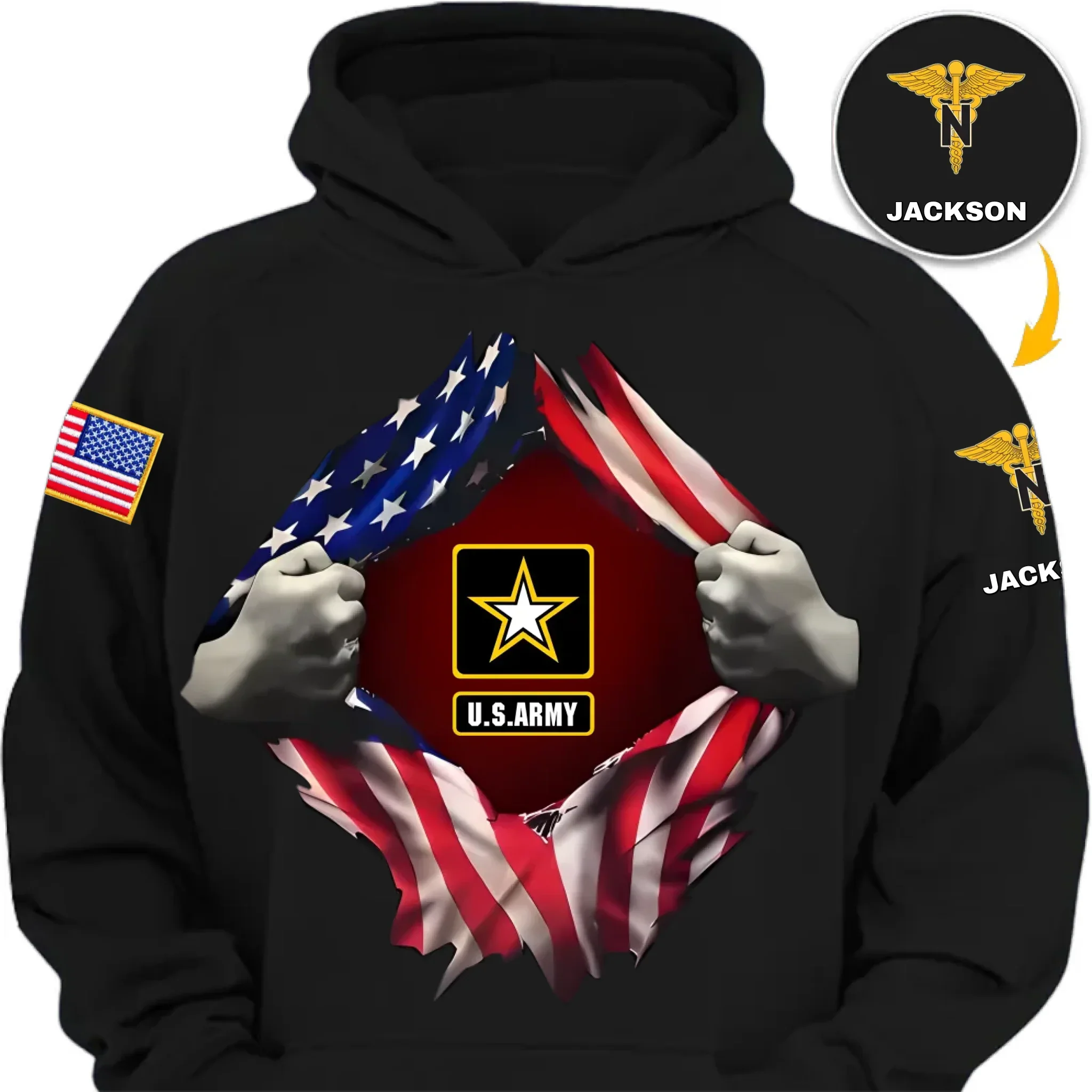 Customized Rank Salute T-shirt - Personalized Badges and Names for Veterans Apparel - Gifts Celebrating Service For veteran,Family,Dad,Grandfather,Brother