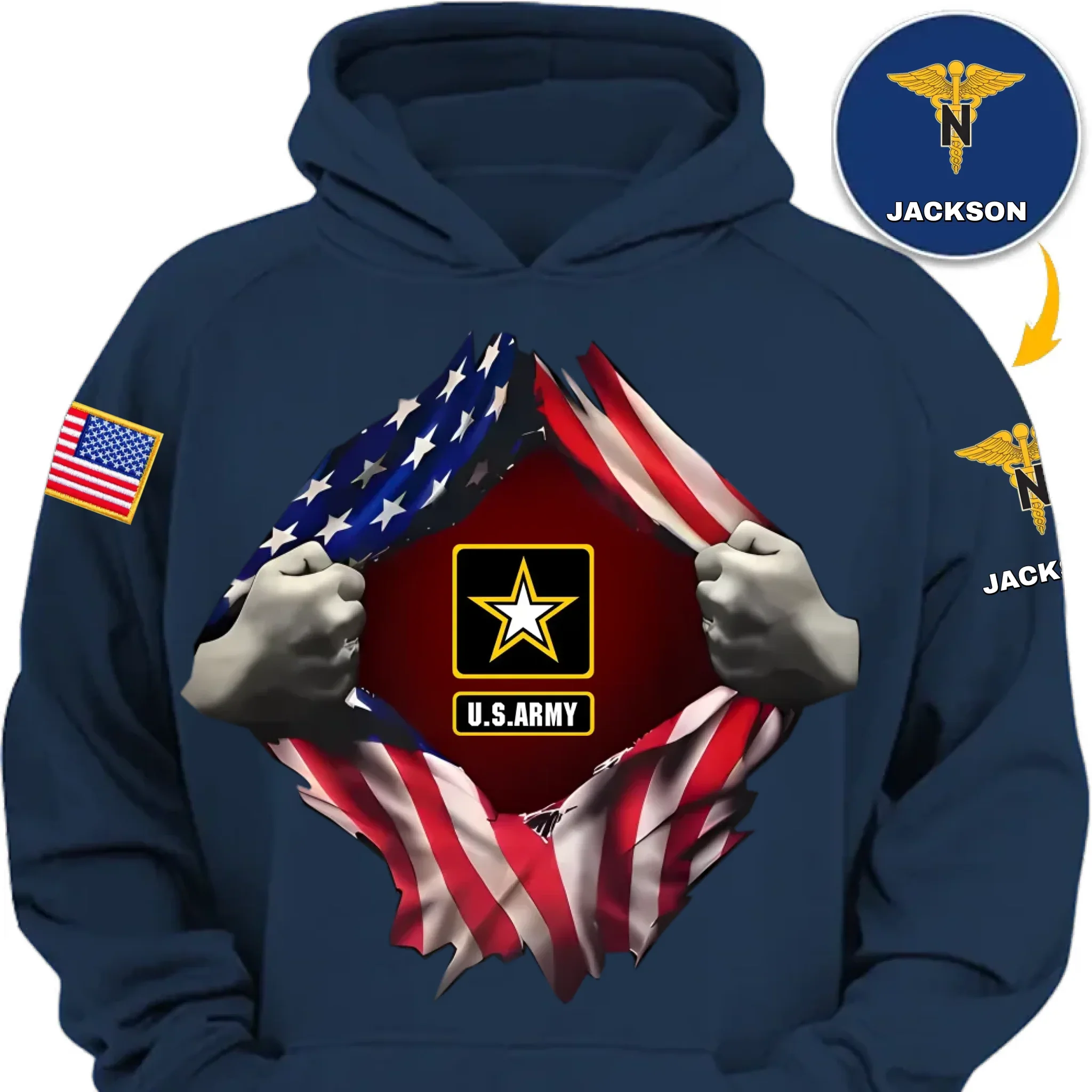 Customized Rank Salute T-shirt - Personalized Badges and Names for Veterans Apparel - Gifts Celebrating Service For veteran,Family,Dad,Grandfather,Brother