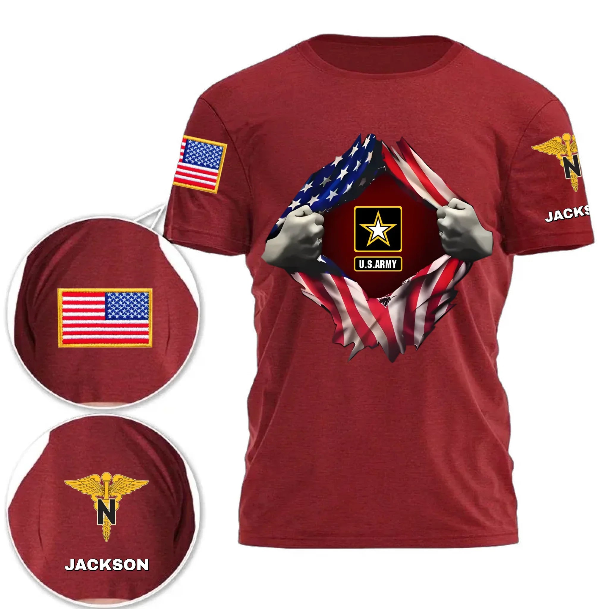 Customized Rank Salute T-shirt - Personalized Badges and Names for Veterans Apparel - Gifts Celebrating Service For veteran,Family,Dad,Grandfather,Brother