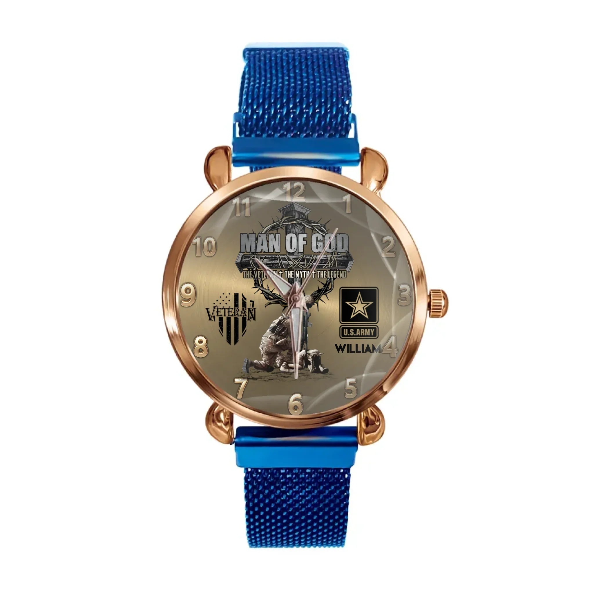 Man Of God Veteran Dad Papa Personalized Watch For Father's Day Veteran Grandpa