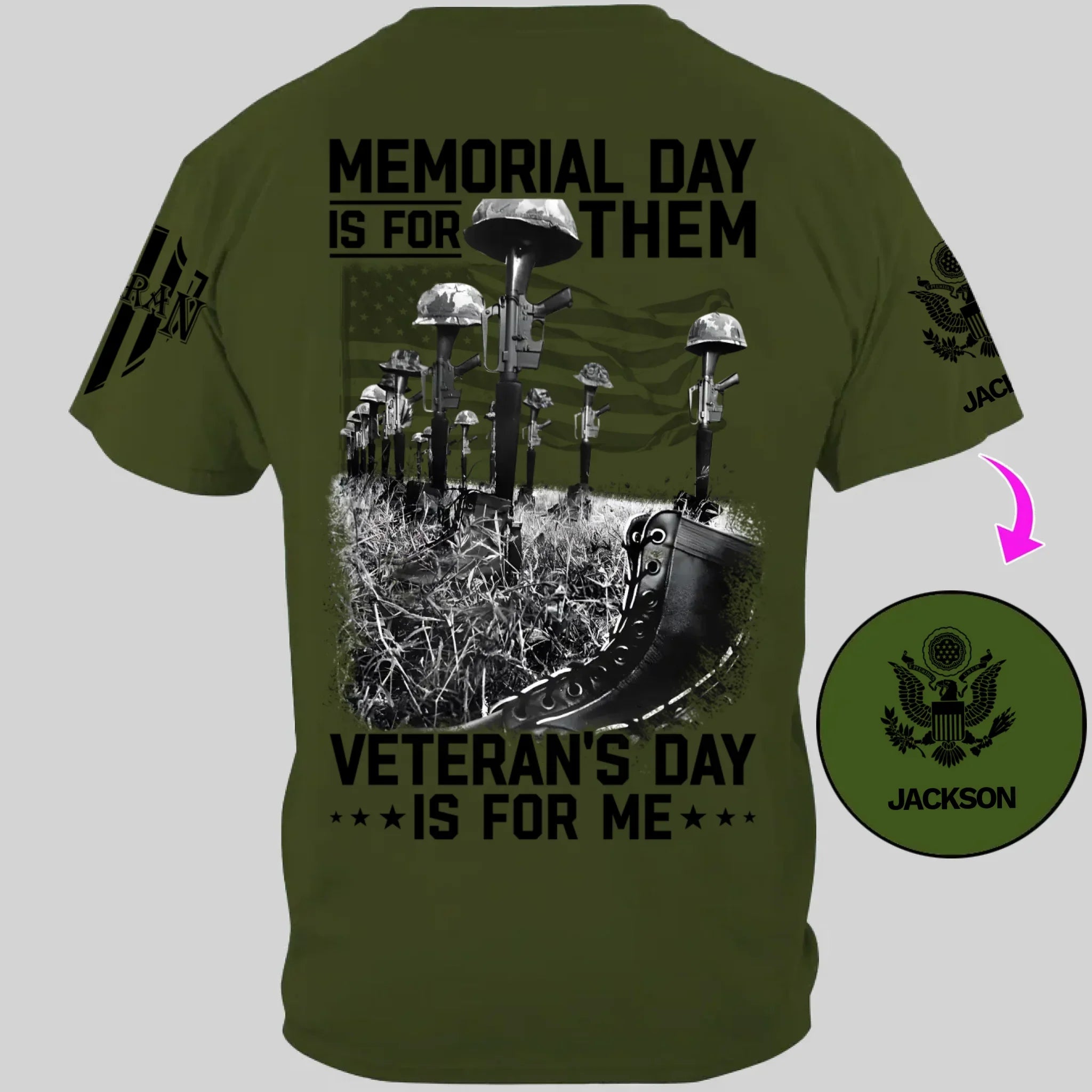 Memorial Day Is For Them Veteran's Day Is For Me Custom All Branches Logo T-Shirt For Veteran