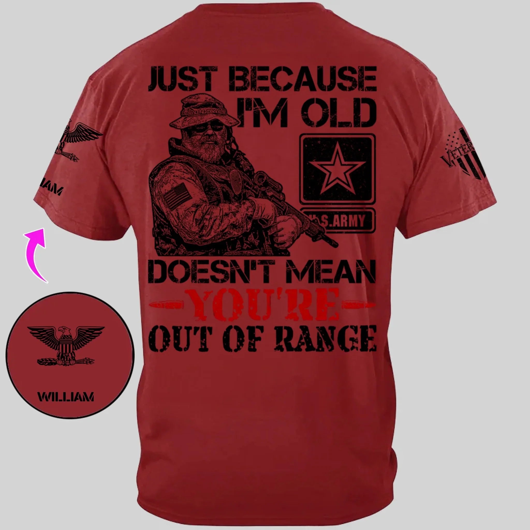 Customized Veterans T-shirt - Personalized Military Branch, Rank and Name Veteran Themed Apparel - A Gift For Husband,Family,Veteran