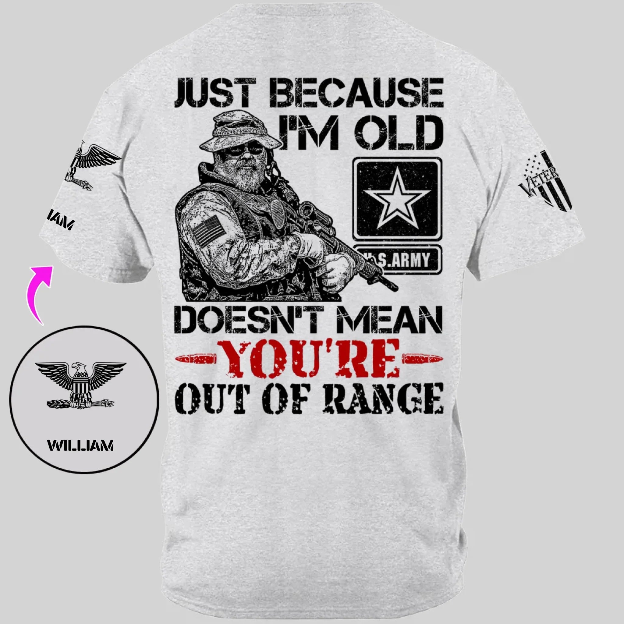 Customized Veterans T-shirt - Personalized Military Branch, Rank and Name Veteran Themed Apparel - A Gift For Husband,Family,Veteran