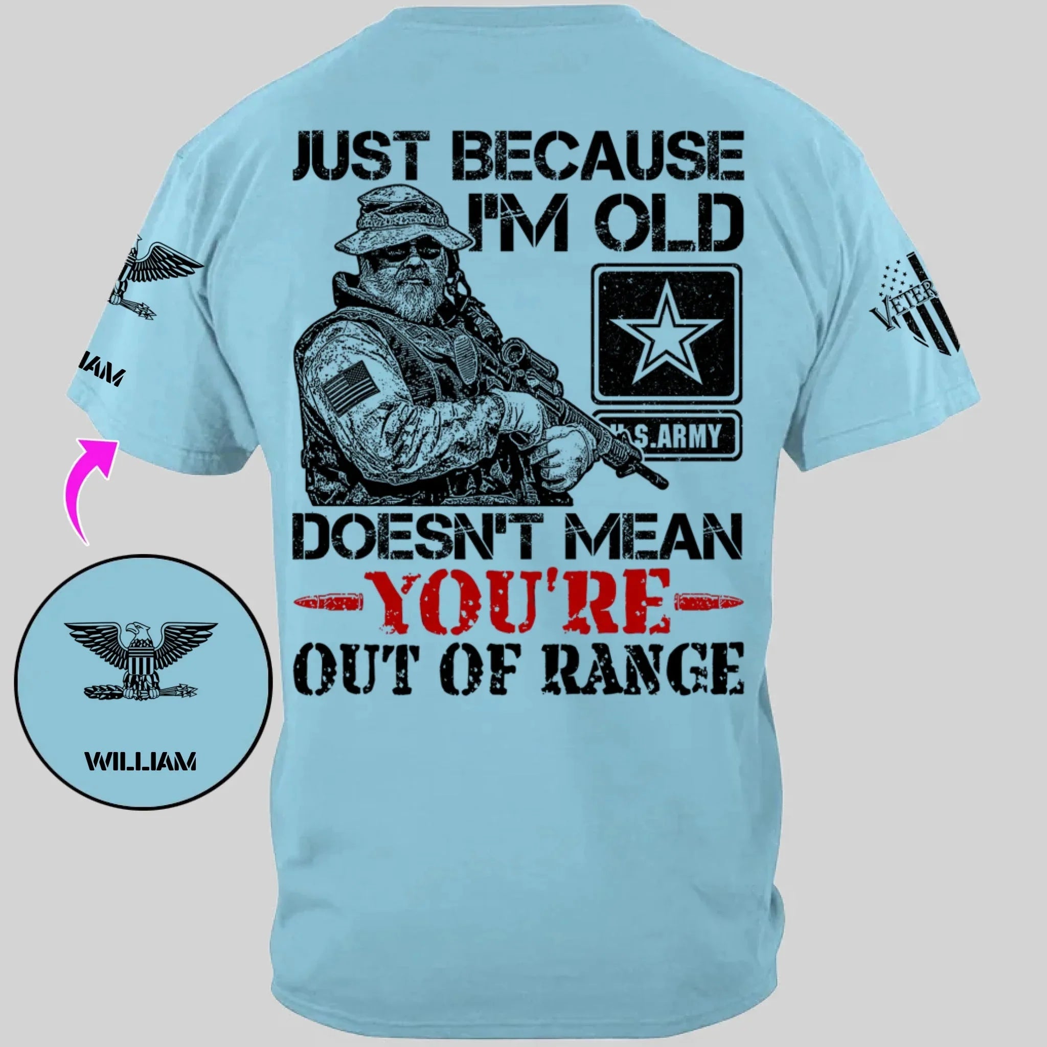 Customized Veterans T-shirt - Personalized Military Branch, Rank and Name Veteran Themed Apparel - A Gift For Husband,Family,Veteran