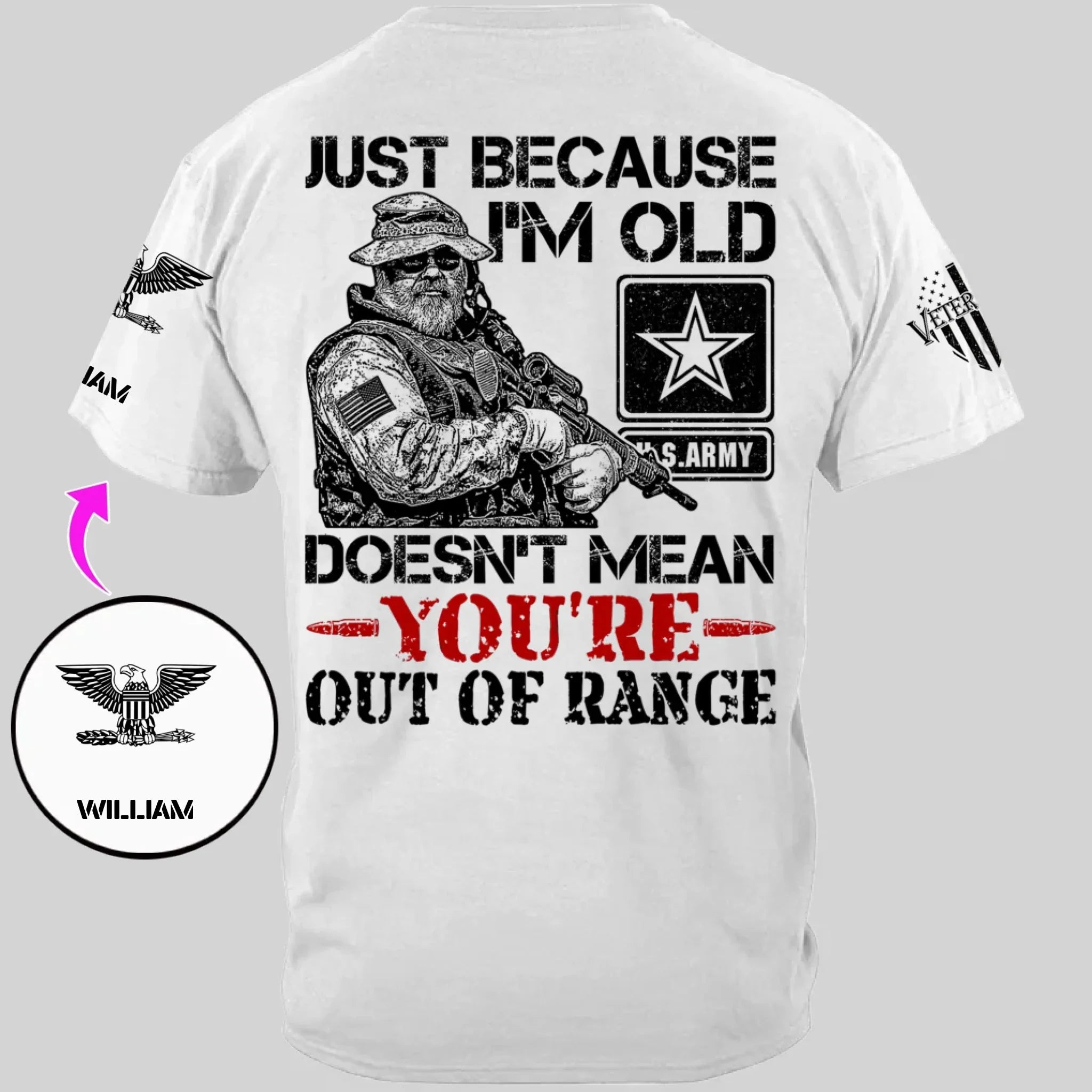 Customized Veterans T-shirt - Personalized Military Branch, Rank and Name Veteran Themed Apparel - A Gift For Husband,Family,Veteran