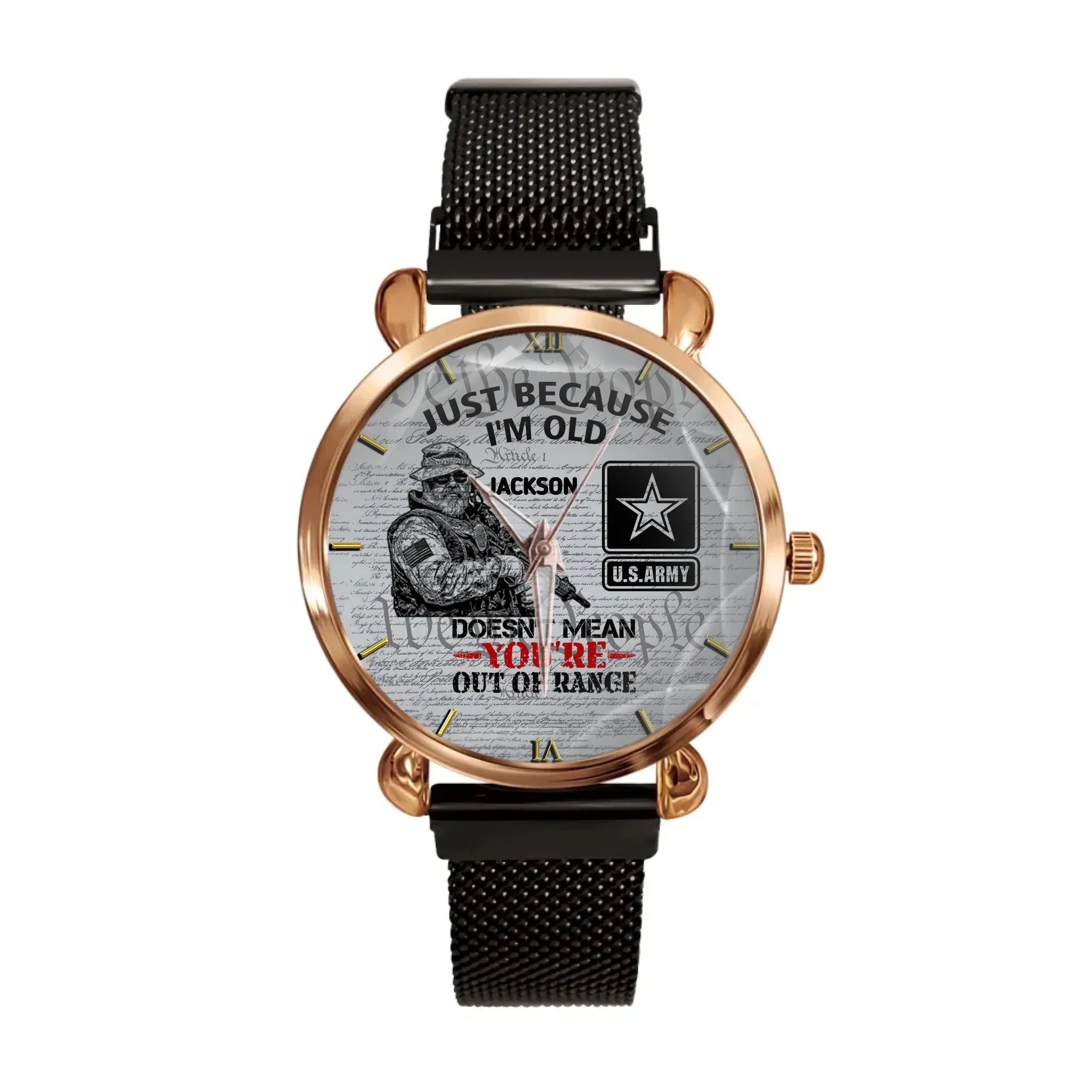 Customized Veterans Watch - Personalized Military Branch, Rank and Name Veteran Themed Timepiece - A Gift For Family, Veteran