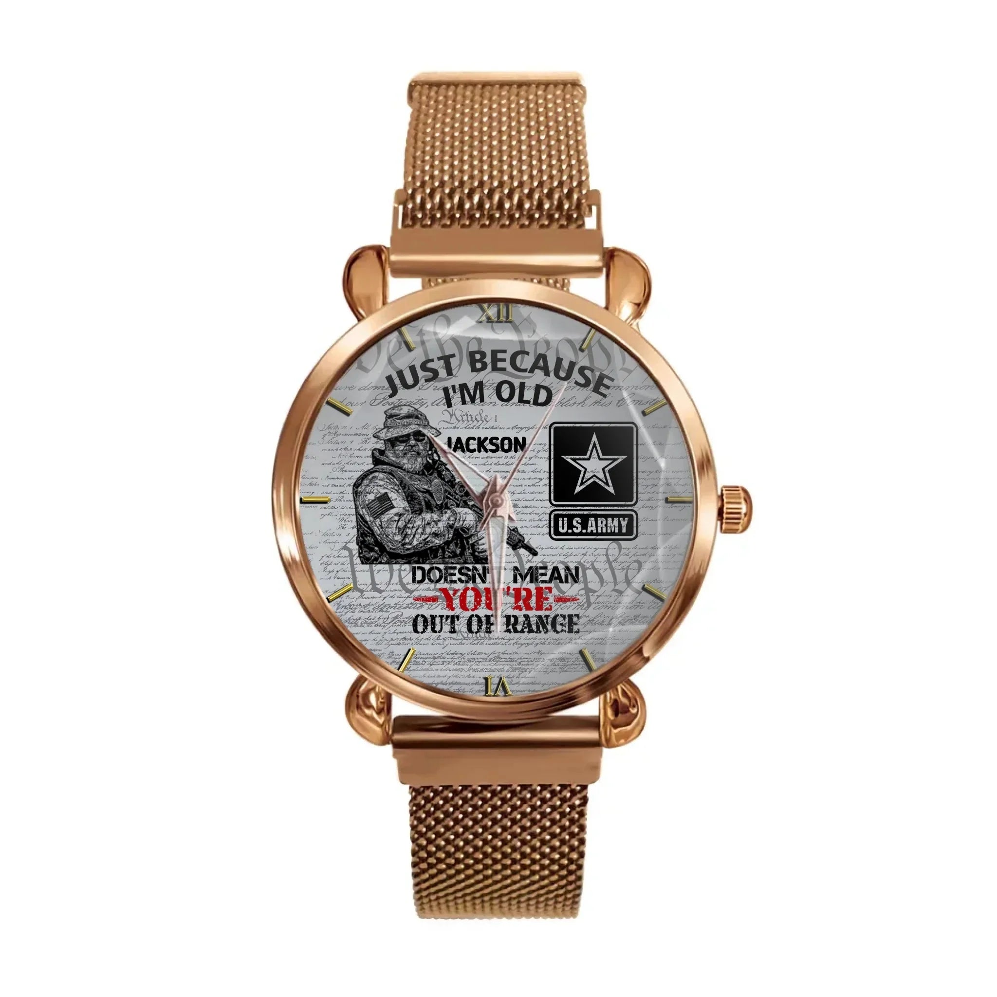 Customized Veterans Watch - Personalized Military Branch, Rank and Name Veteran Themed Timepiece - A Gift For Family, Veteran