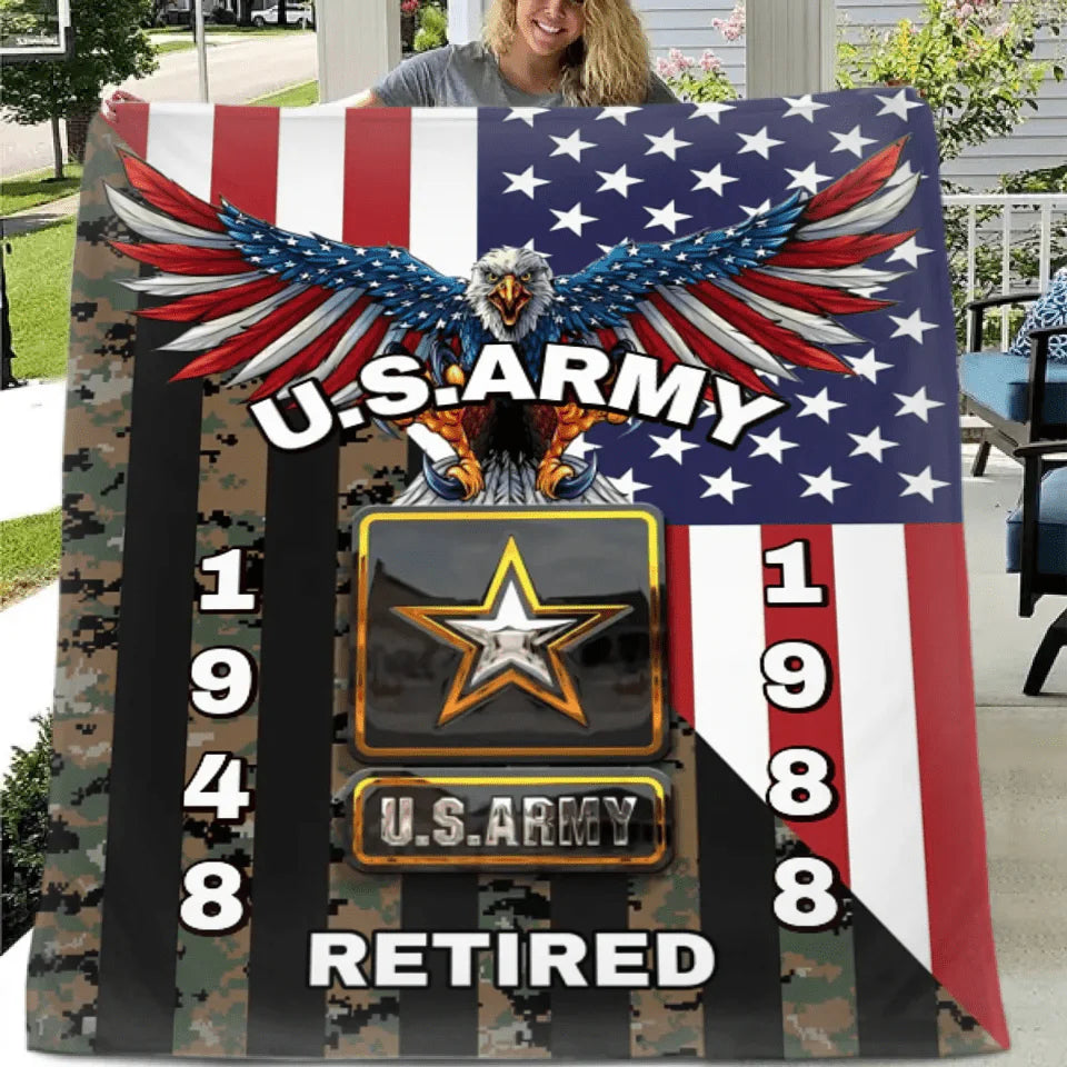 Personalized Veterans Flannel Blanket - Gifts for Veterans